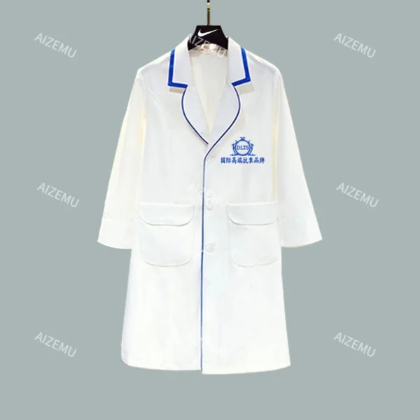 white beauty uniform with beautician dress salon work clothes Spa uniforms scrubs coat Spa pink robe experimental Work Clothes - Image 6
