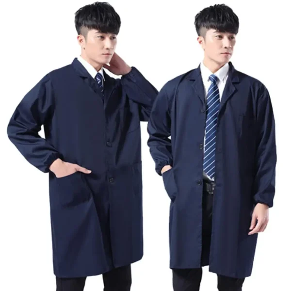 Dustproof Men Work Clothing Long Short Sleeve Buttons Pockets Warehouse Lab Coat Work Clothing - Image 3