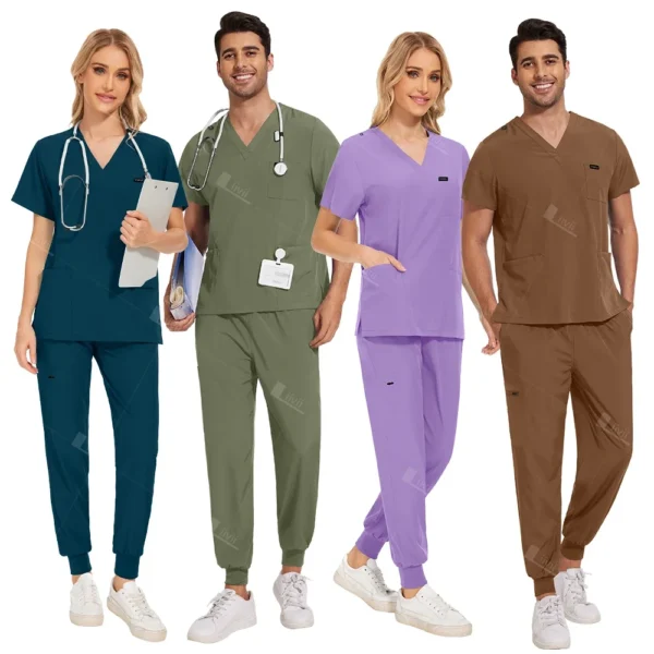 NEW Surgical Nurse Uniforms Medical Scrubs Set Beauty Salon Lab Workwear Clinical Scrub Top+ Pants Doctor Nursing Suit Woman Men - Image 8