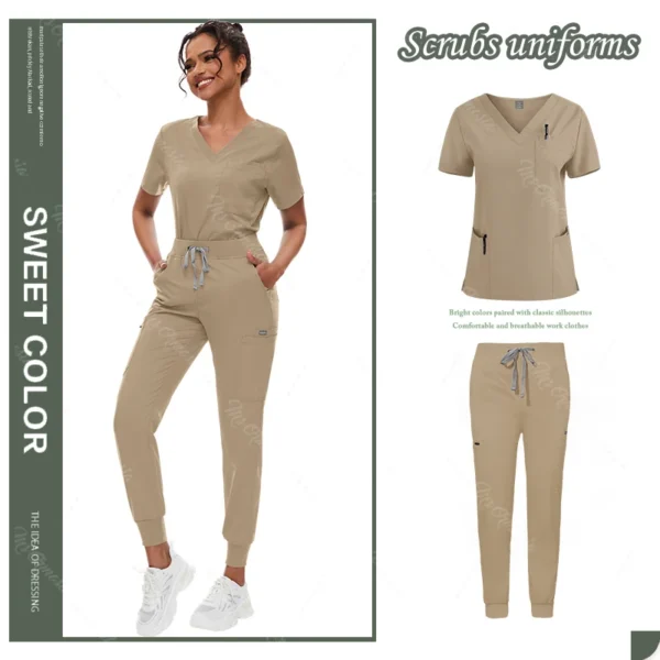 Hot Sale Anti Wrinkle Scrubs Workwear Washable Soft Fabric Nurse Hospital Uniforms Medical Scrubs Top Pants Jogger Scrubs Sets - Image 11