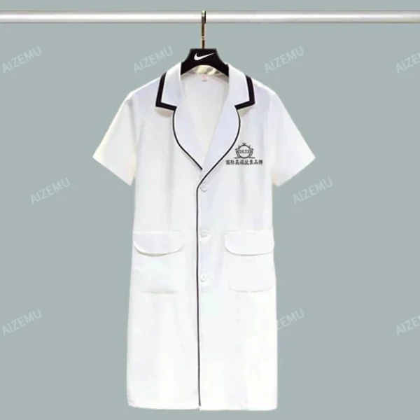 white beauty uniform with beautician dress salon work clothes Spa uniforms scrubs coat Spa pink robe experimental Work Clothes - Image 10