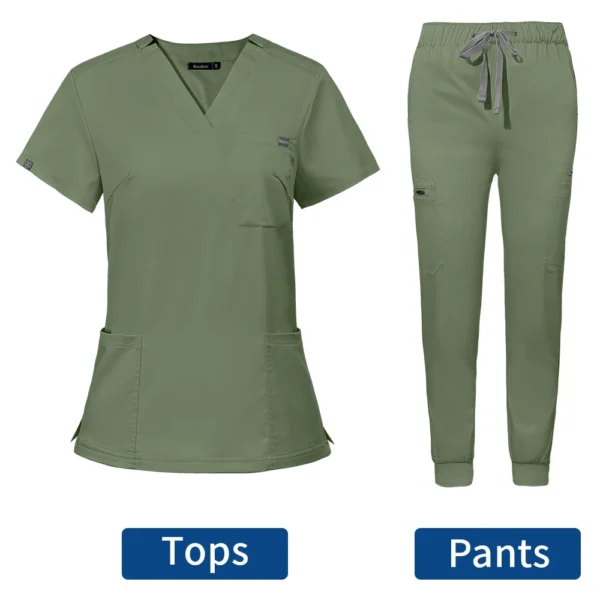 Women's V-Neck Medical Scrub Suit - Short Sleeve Jogger Set for Healthcare Professionals - Image 7