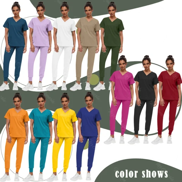 Hot Sale Anti Wrinkle Scrubs Workwear Washable Soft Fabric Nurse Hospital Uniforms Medical Scrubs Top Pants Jogger Scrubs Sets - Image 3