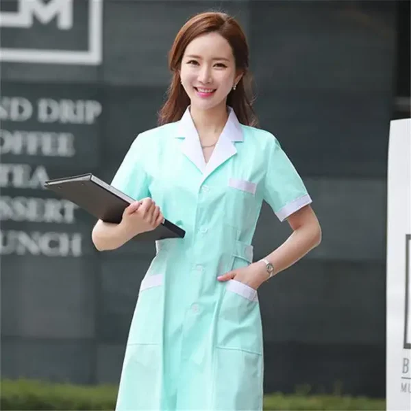 2024 Women's Lab Fashion Medical Uniforms Long Jacket With Side Belts Short Sleeve/long Sleeve Workwear Phary White Coat - Image 21