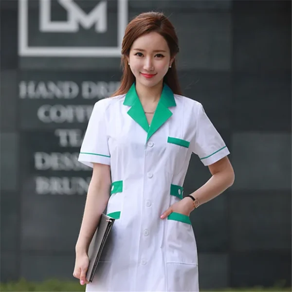 2024 Women's Lab Fashion Medical Uniforms Long Jacket With Side Belts Short Sleeve/long Sleeve Workwear Phary White Coat - Image 8