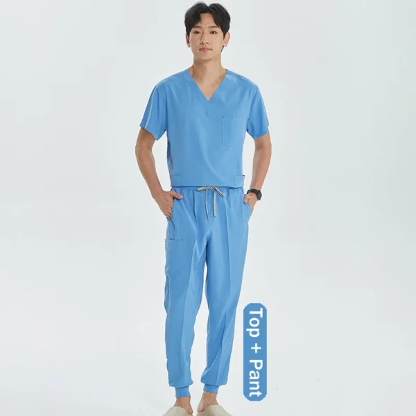 Unisex Medical Uniforms V-neck Top Jogger Pants Scrub Set Stretch Surgical Workwear Dentist Vet Nursing Suit Doctor Outfit S21 - Image 17