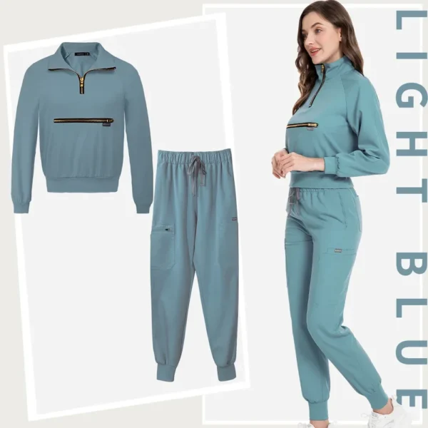 Nurse Uniforms Short Long Sleeve Scrub Tops With Pocket Pants Spa Beauty Salon Workwear Medical Scrubs Set Fashion Jogging Suits - Image 14