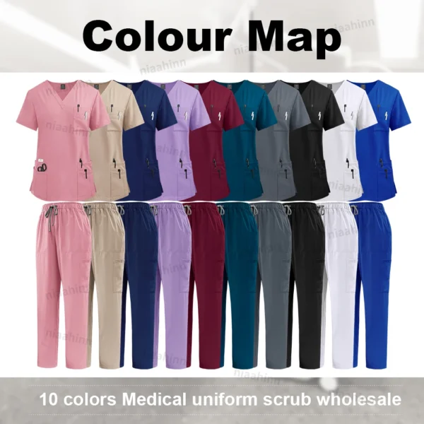 High Quality Medical Clothing for Women Uniform Nurse Lab Coat Unisex Wholesale Tops and Pants Suits Nursing Scrubs Uniforms Set - Image 5