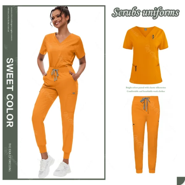 Hot Sale Anti Wrinkle Scrubs Workwear Washable Soft Fabric Nurse Hospital Uniforms Medical Scrubs Top Pants Jogger Scrubs Sets - Image 14