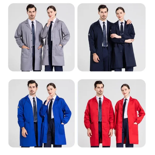 Anti Static Lab Coat Blue Women Men Lab Supplies Female Male Food Factory Uniforms Long Sleeves Electrical Robes Worker Uniforms - Image 4
