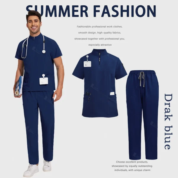 Unisex Medical Uniform Surgical Uniforms Woman Scrub Set Beauty Salon Workwear Clinical Scrubs Tops Pant Doctor Nursing Suit Men - Image 13