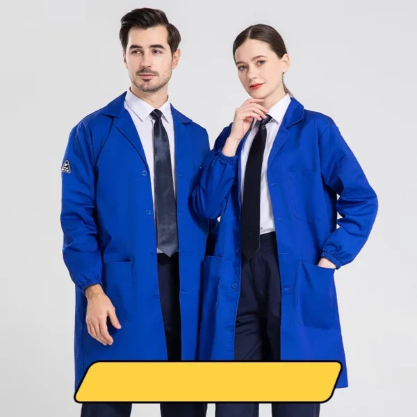 Anti Static Lab Coat Blue Women Men Lab Supplies Female Male Food Factory Uniforms Long Sleeves Electrical Robes Worker Uniforms - Image 2