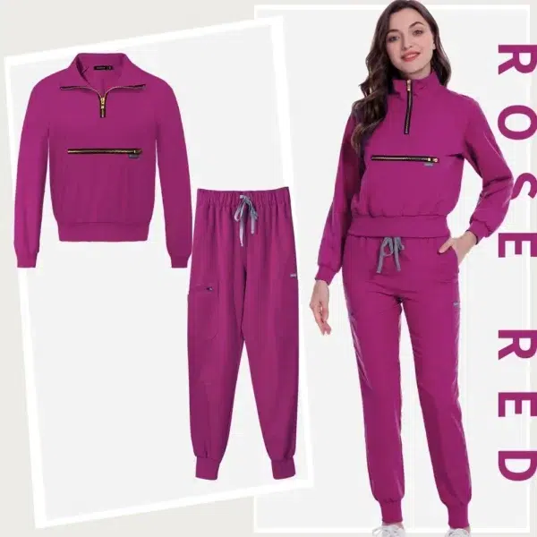Nurse Uniforms Short Long Sleeve Scrub Tops With Pocket Pants Spa Beauty Salon Workwear Medical Scrubs Set Fashion Jogging Suits - Image 7