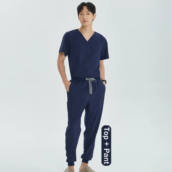 Unisex Medical Uniforms V-neck Top Jogger Pants Scrub Set Stretch Surgical Workwear Dentist Vet Nursing Suit Doctor Outfit S21 - Image 10