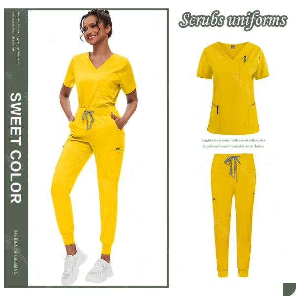 Hot Sale Anti Wrinkle Scrubs Workwear Washable Soft Fabric Nurse Hospital Uniforms Medical Scrubs Top Pants Jogger Scrubs Sets - Image 17