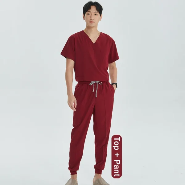 Unisex Medical Uniforms V-neck Top Jogger Pants Scrub Set Stretch Surgical Workwear Dentist Vet Nursing Suit Doctor Outfit S21 - Image 14
