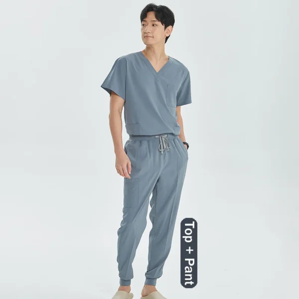 Unisex Medical Uniforms V-neck Top Jogger Pants Scrub Set Stretch Surgical Workwear Dentist Vet Nursing Suit Doctor Outfit S21 - Image 13
