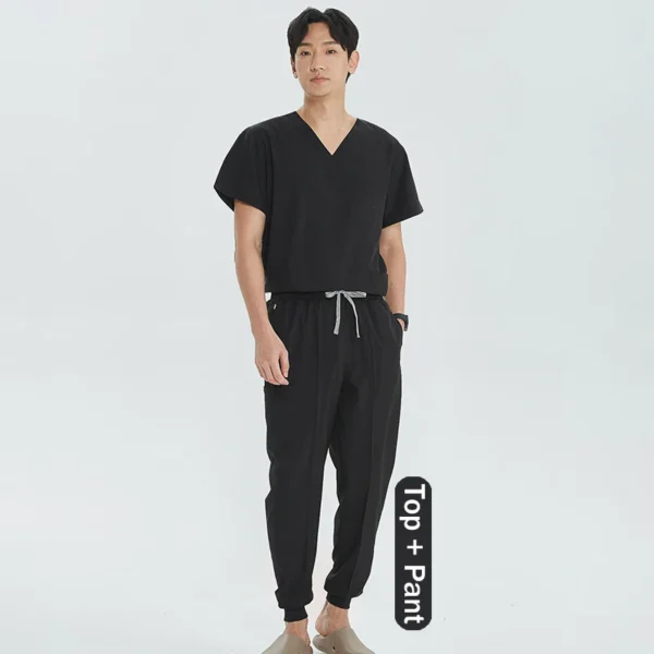 Unisex Medical Uniforms V-neck Top Jogger Pants Scrub Set Stretch Surgical Workwear Dentist Vet Nursing Suit Doctor Outfit S21 - Image 12