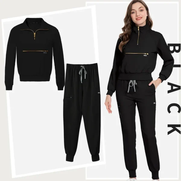 Nurse Uniforms Short Long Sleeve Scrub Tops With Pocket Pants Spa Beauty Salon Workwear Medical Scrubs Set Fashion Jogging Suits - Image 12