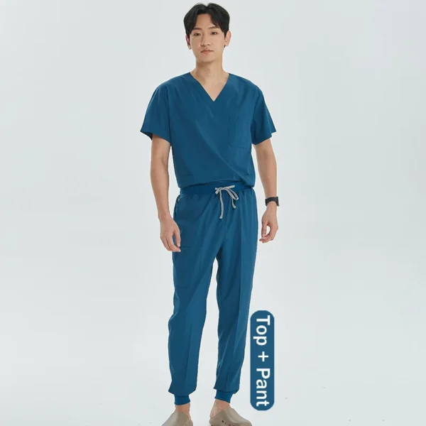 Unisex Medical Uniforms V-neck Top Jogger Pants Scrub Set Stretch Surgical Workwear Dentist Vet Nursing Suit Doctor Outfit S21 - Image 11