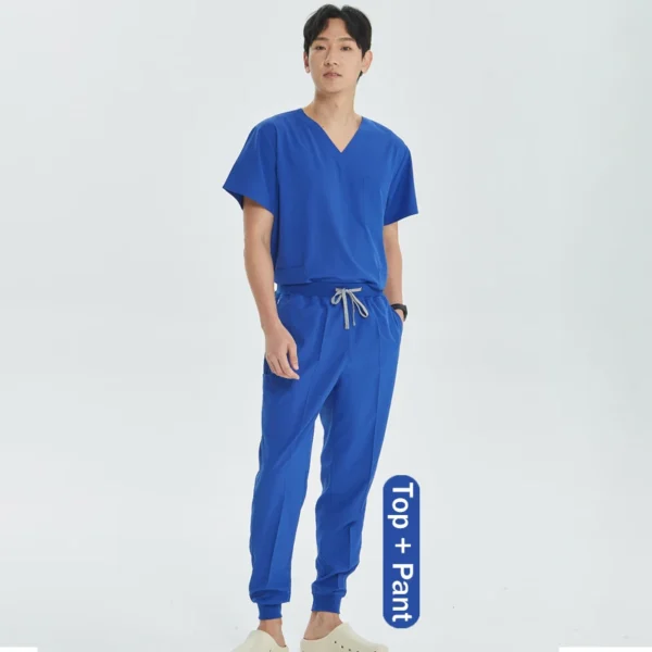 Unisex Medical Uniforms V-neck Top Jogger Pants Scrub Set Stretch Surgical Workwear Dentist Vet Nursing Suit Doctor Outfit S21 - Image 15