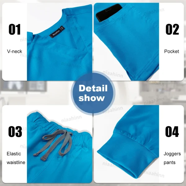 Niaahinn Minimalist Medical Scrub Set – Unisex Solid Color Workwear for Healthcare Professionals - Image 7