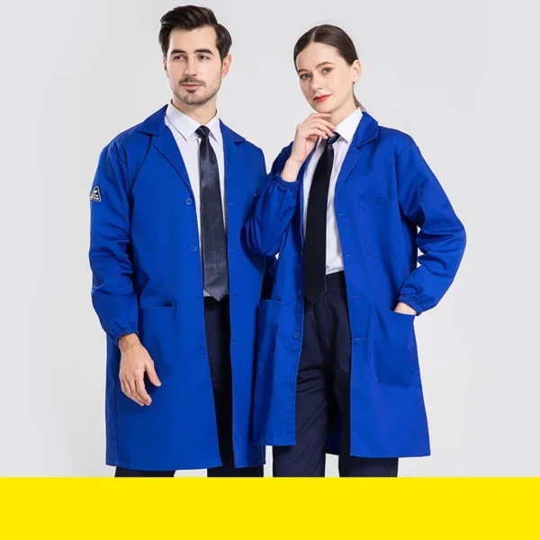 Anti Static Lab Coat Blue Women Men Lab Supplies Female Male Food Factory Uniforms Long Sleeves Electrical Robes Worker Uniforms - Image 8