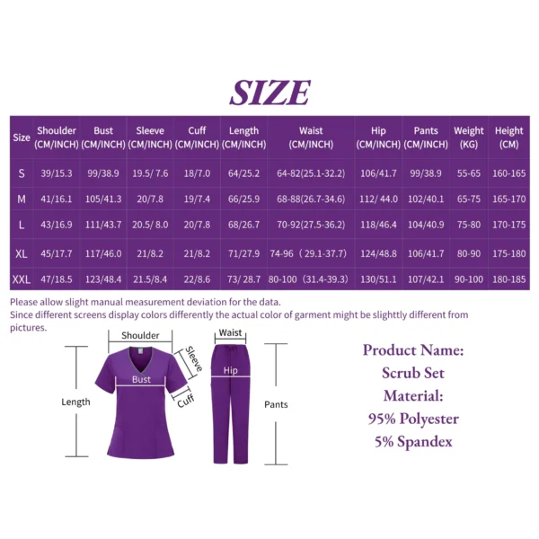 High Quality Surgical Uniform Woman Hospital Clinical Beauty Salon Spa Tops And Pants Medical Women Nursing Scrub Uniforms Sets - Image 6