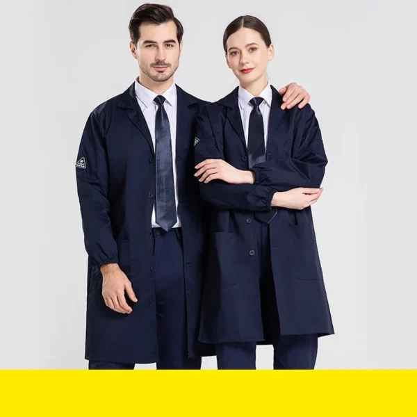 Anti Static Lab Coat Blue Women Men Lab Supplies Female Male Food Factory Uniforms Long Sleeves Electrical Robes Worker Uniforms - Image 3