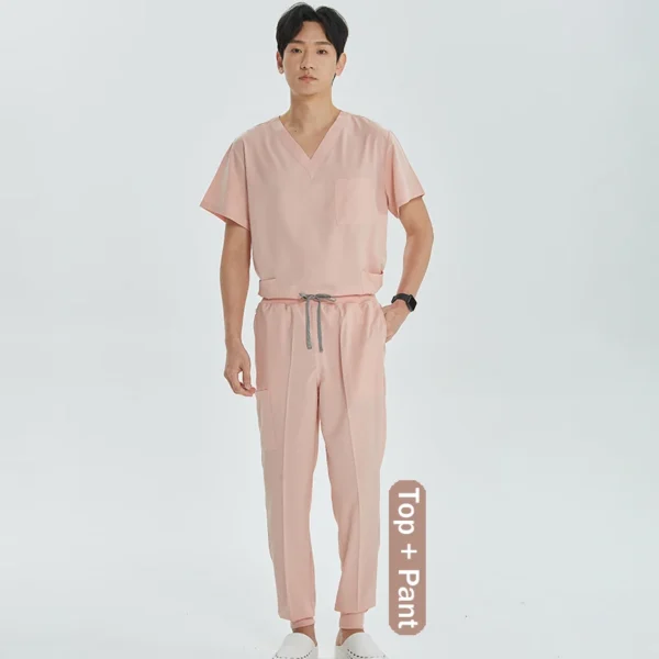 Unisex Medical Uniforms V-neck Top Jogger Pants Scrub Set Stretch Surgical Workwear Dentist Vet Nursing Suit Doctor Outfit S21 - Image 9